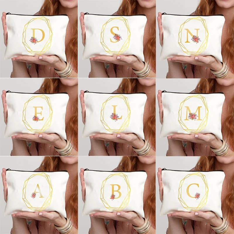 Irregular Initial Pattern Makeup Pouch Organizer Shool Stationery Storage Cosmetic Clutch Travel Toilet Make Up Bag Mujer Bolsas