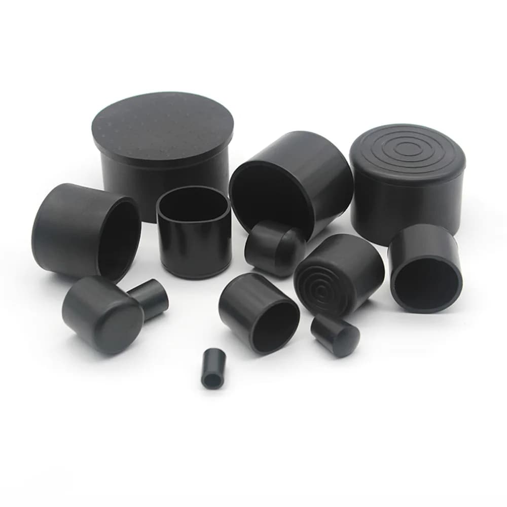 4pcs Black Round Rubber Chair Leg Caps Table Furniture Feet Pipe Tubing End Cover Socks Plug Floor Protection Pad 6 8 10 12-63mm