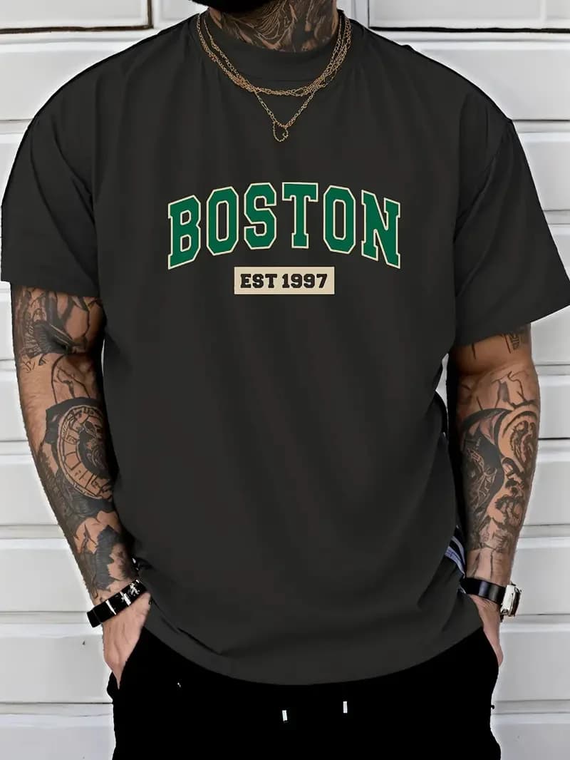 Japanese simple and fresh letter pattern summer short-sleeved outdoor casual comfortable breathable men's short-sleeved T-shirt