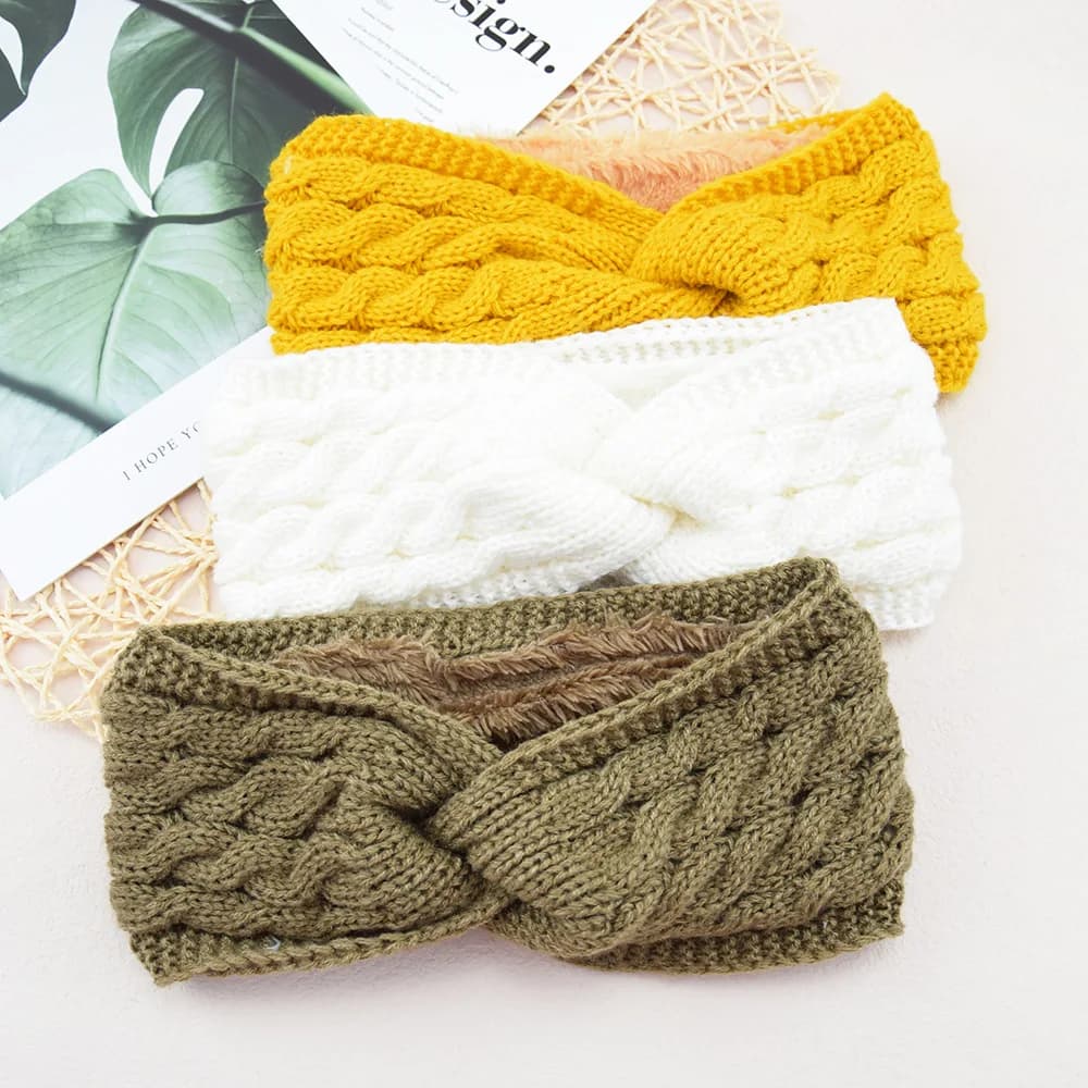 New in Plush Thick Wool Knitting Sports Headband Autumn Ear Protection Ear Warmer Women Thermal Insulation Cold proof Head Cover