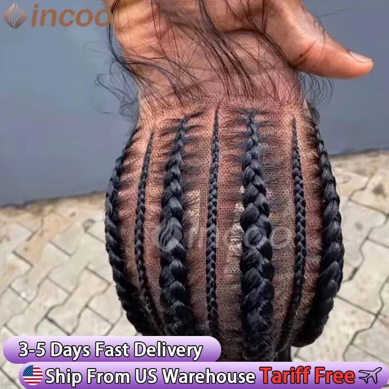 36 Inches Cornrows Braided Wigs Synthetic Full Lace Wig For Black Women Jumbo Braided Wigs Lace Frontal Faux Locs Box Braids Wig