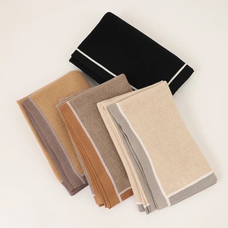 designer pure 100% cashmere knitted scarf shawl custom fashion winter warm herringbone weave cashmere scarves