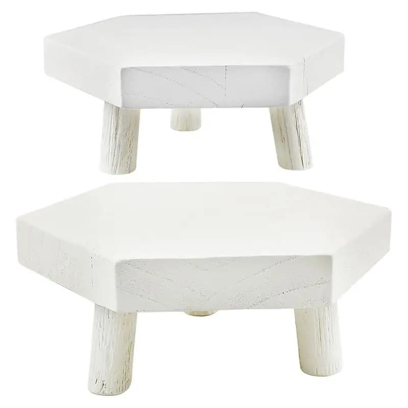 Indoor Wood Plant Stand Plant Pot Riser Plant Stand Wood Stool Decorative Hexagonal Flower Holder Pedestal For Potted Plants