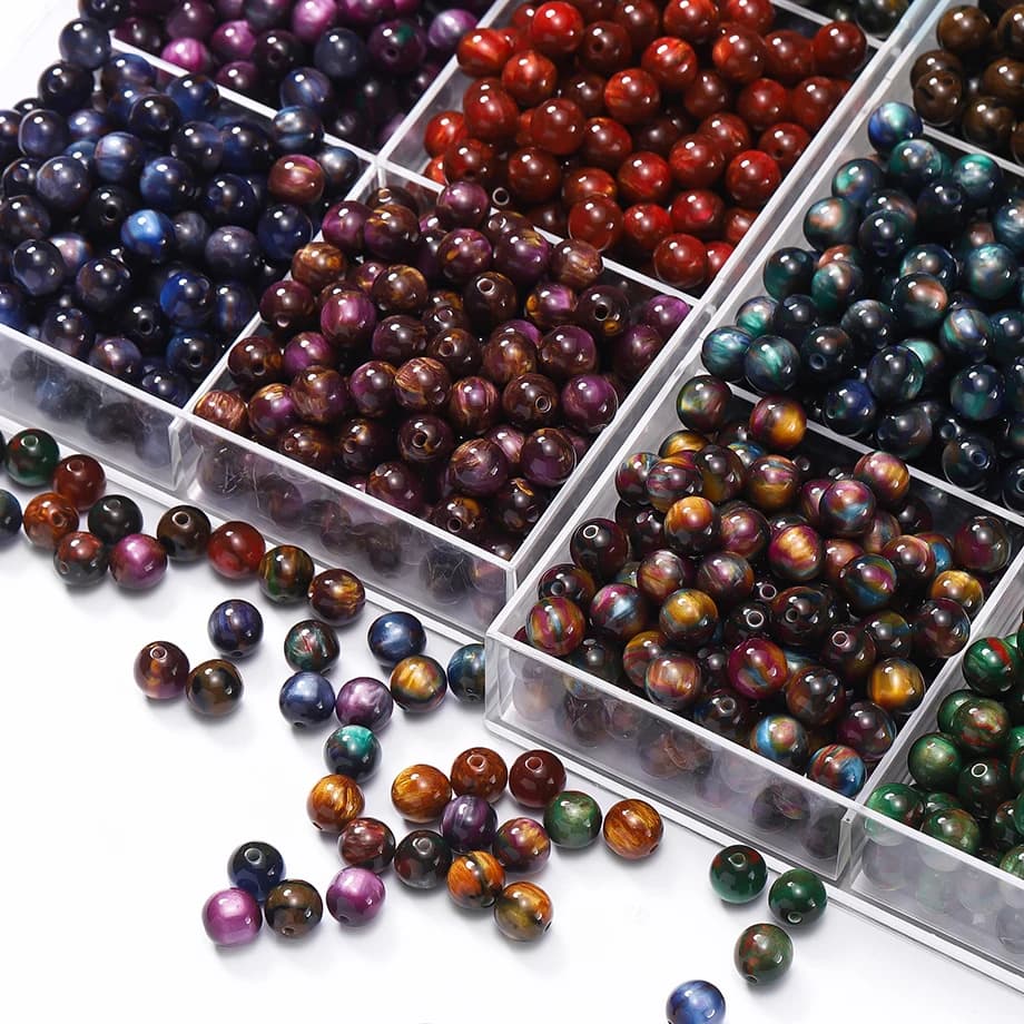 20-50pcs/lot Glitter Mitation Cat Eye Round Acrylic Beads Bracelet Loose Beads For DIY Charm Spacer bead Jewelry Making Findings
