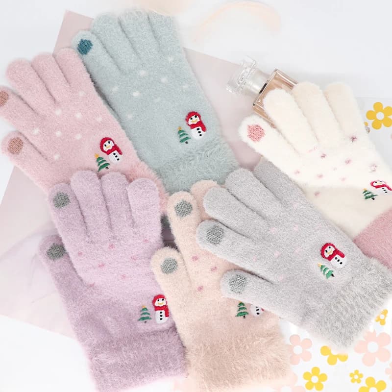 Snowman Loves Cold Cold And Velvet Thick Winter Knitted Touch Screen Warm Gloves