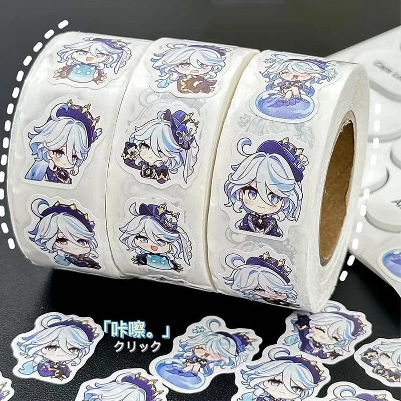 500Pcs/Set Game Cartoon Genshin Impact Stickers Cute Focalors Furina Sticker Circle Kids Toy Stickers Gift