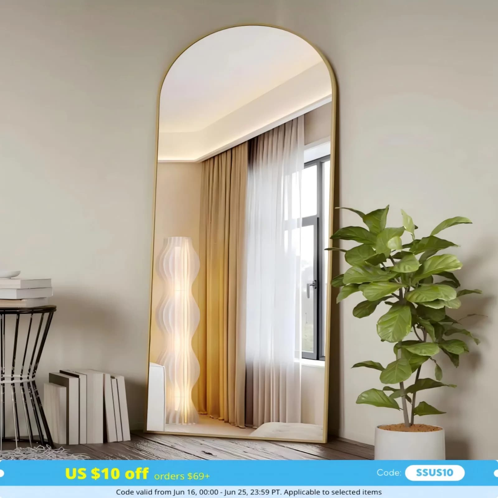 BEAUTYPEAK Arched Full Length Mirror, 71"x26" Full Body Floor Mirror Standing Hanging or Leaning Wall, Full Body Mirror Standing