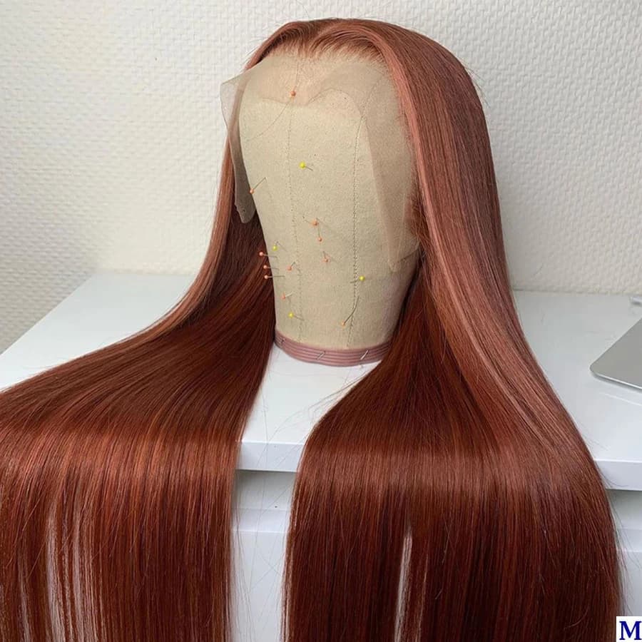 Orange Brown 26Inch Long 180%Density Glueless Lace Front Wig For Black Women With Baby Hair Heat Temperature Daily