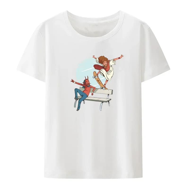 Moshi Jesus Desu Fun printed T-shirt Breathable casual Roupas Masculinas Koszulki everyday gender-neutral short-sleeved top