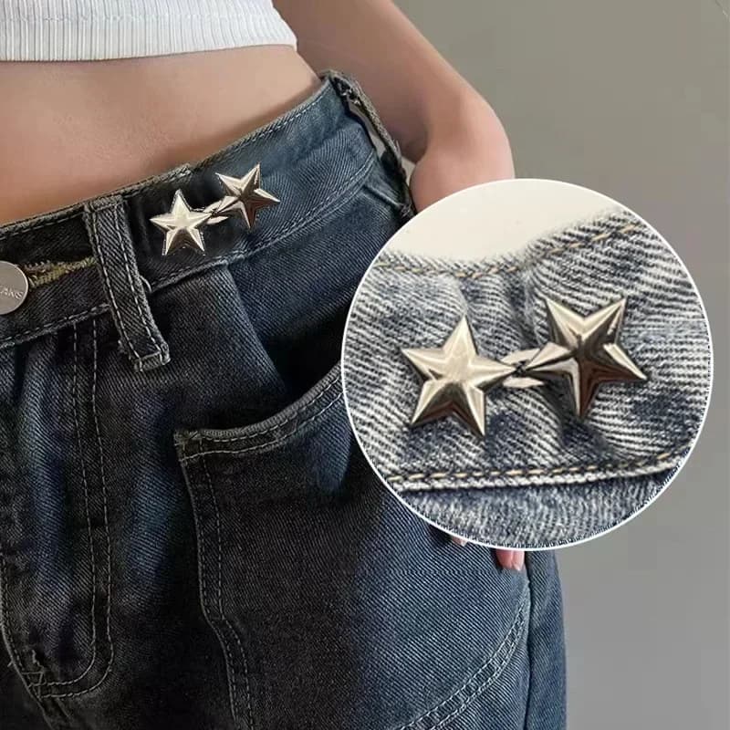Mental Star Belt Adjustable Seamless Invisible Waistband Buckle Jeans Waist Tightening Tool Fashion Luxury Decoration Accessory