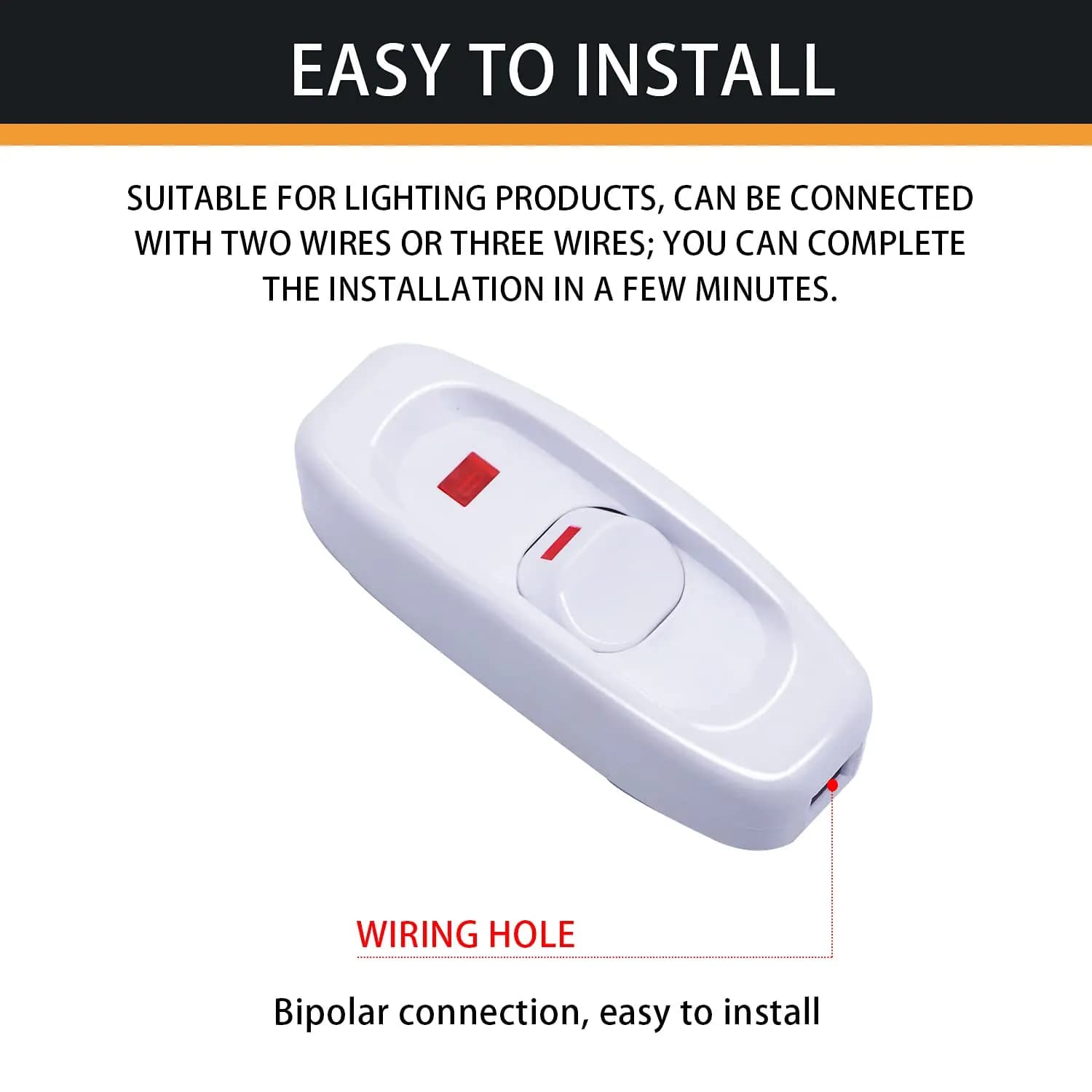 1/2/4pcs Inline Cord Switch Black white AC 250V 10A Heavy Duty Thru Switch On Off Lamp Bulb Wall Line Button Control Switch