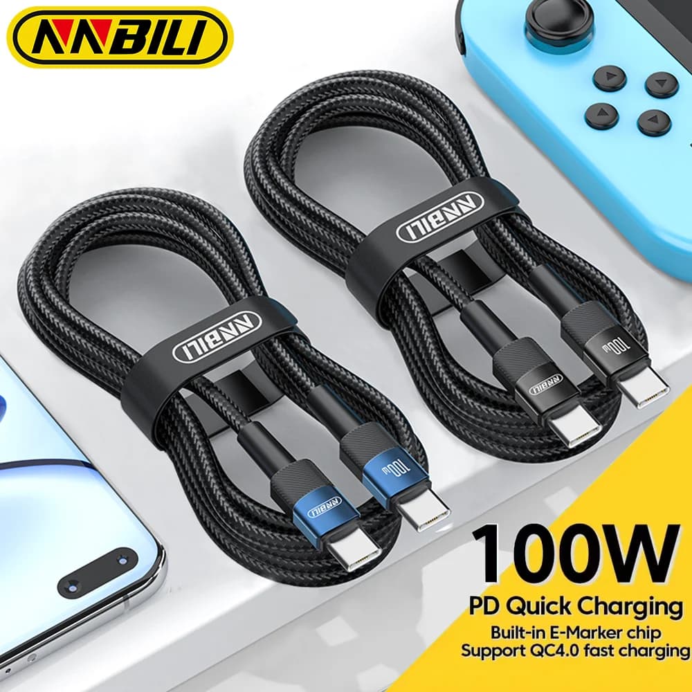 ﻿ NNBILI PD100W Type C to USB C Cable Fast Charge Mobile Cell Phone Charging Cord Wire For Xiaomi Samsung Huawei Macbook iPad ﻿