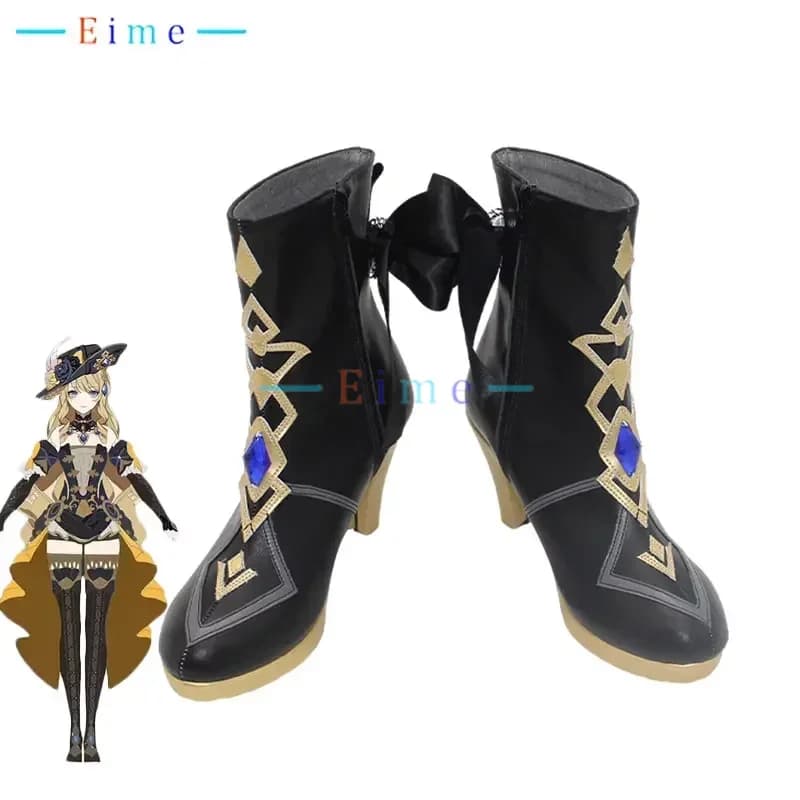 Game Genshin Impact Navia Cosplay Shoes Halloween Carnival Boots Cosplay Prop PU Shoes Custom Made
