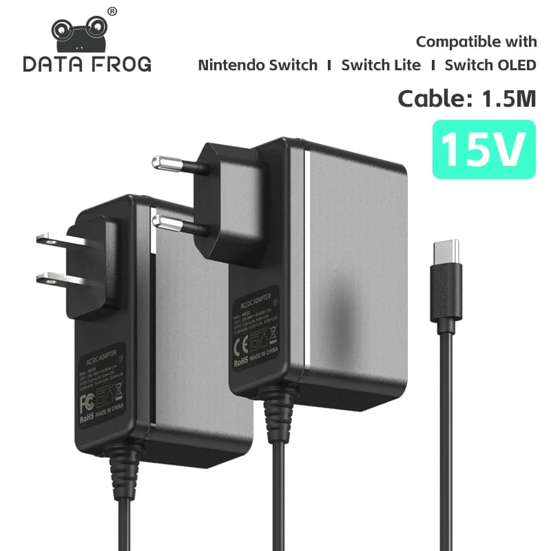 DATA FROG EU/US Plug AC Adapter Charger For Nintendo Switch OLED Travel Home Charging Type C USB Power Supply for Nintend Switch