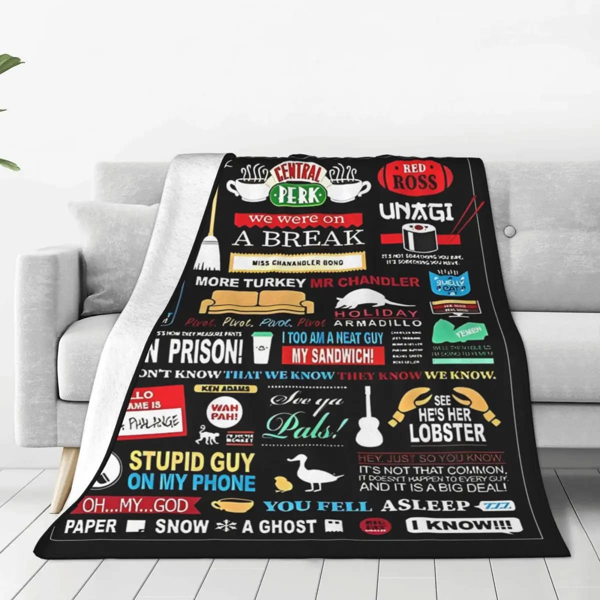 Friends The TV Series Quotes Knitted Blankets American tv Show Rachel Flannel Throw Blanket Bedroom Portable Ultra-Soft Warm