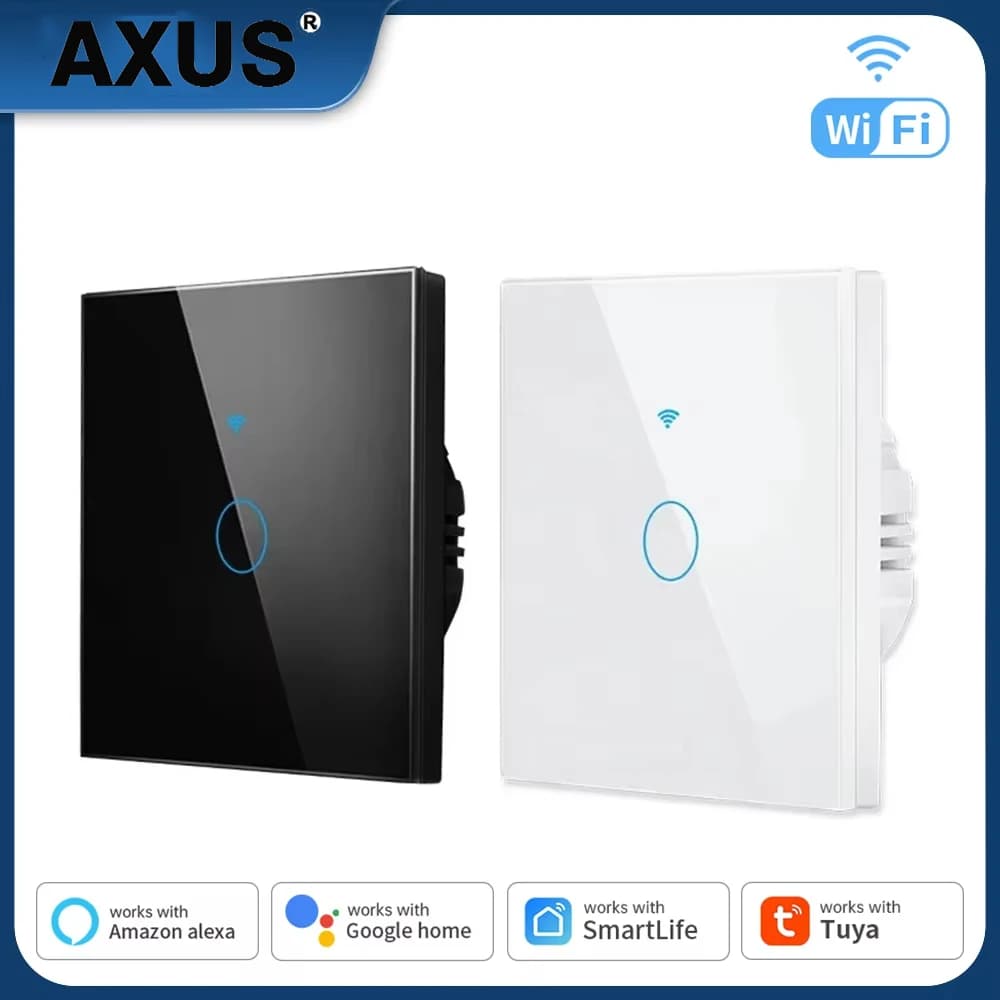Tuya WIFI Smart RF433 Wall Galss Panel Switch EU 1/2/3/4 Gang Smart life App Voice Control Work With Alexa Google Home