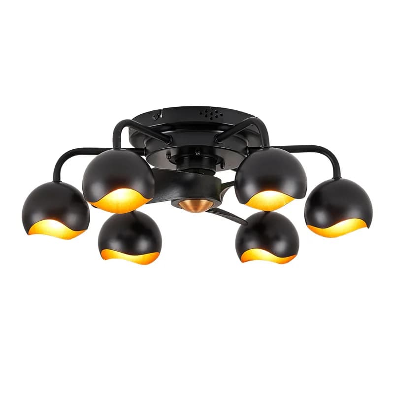 American retro fan light intelligent variable frequency ceiling fan light bedroom study industrial wind rural electric fan light