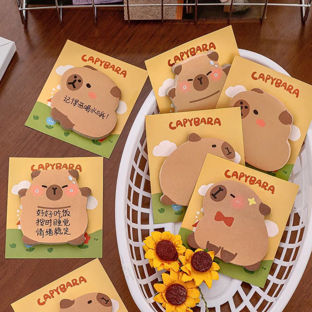 Kawaii Cartoon Capybara Sticker Capybara shaped sticky notes cute self-adhesive Kapibala Cute Kids Animal Sticker Toys Gift