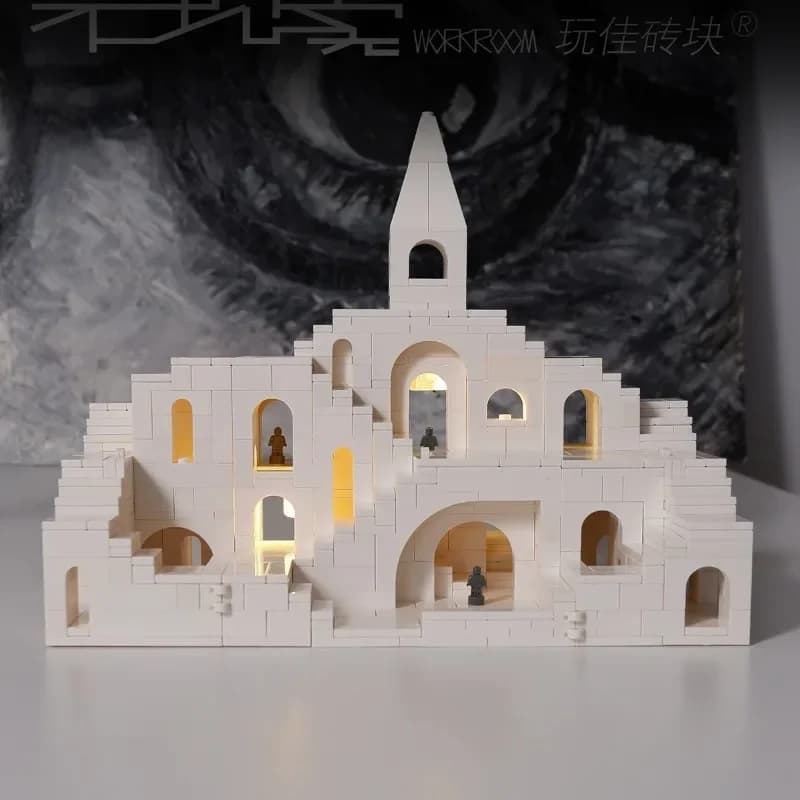 Castle building block deformation series small particle building block can be opened and closed, healing and decompression toy