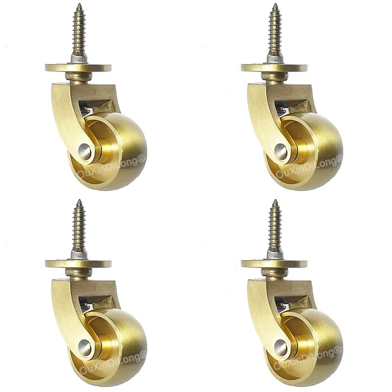 4PCS 1.25" (32mm) Brass Castors Screw Plate Wheels Furniture Universal Casters Sofa Piano Table Chair Protection Leg CD178