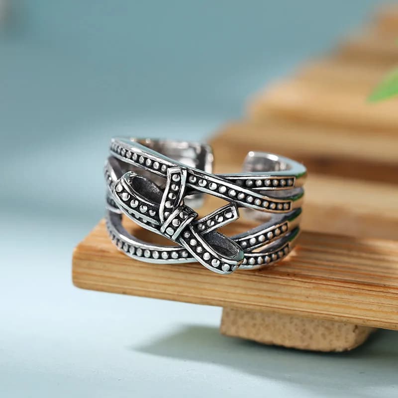 WholeSale S925 Sterling Silver ring women'S bow faShion retro thai Silver old ring index finger korean Style jewelry