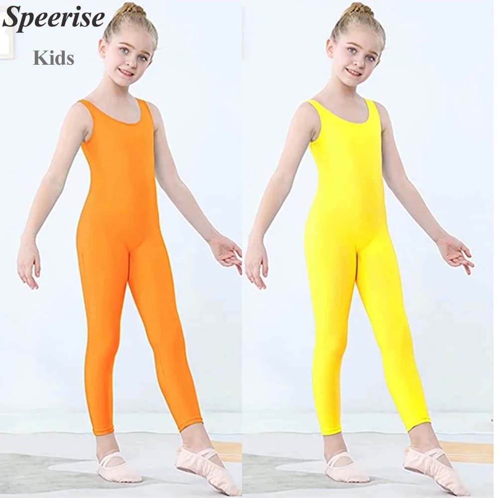 Kids Girls Spandex Tank Unitard Full Body Suit Sleeveless Ballet Dance One Piece Bodysuit Gymnastics Jumpsuit Dancewear Costume