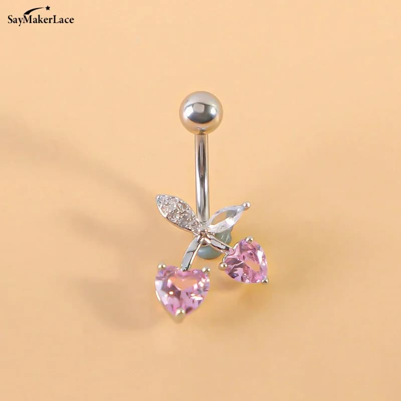 Fashion Butterfly Heart Pendant Stainless Steel Belly Button Piercing Ring For Women Girls Sexy Body Jewelry Accessories Gifts