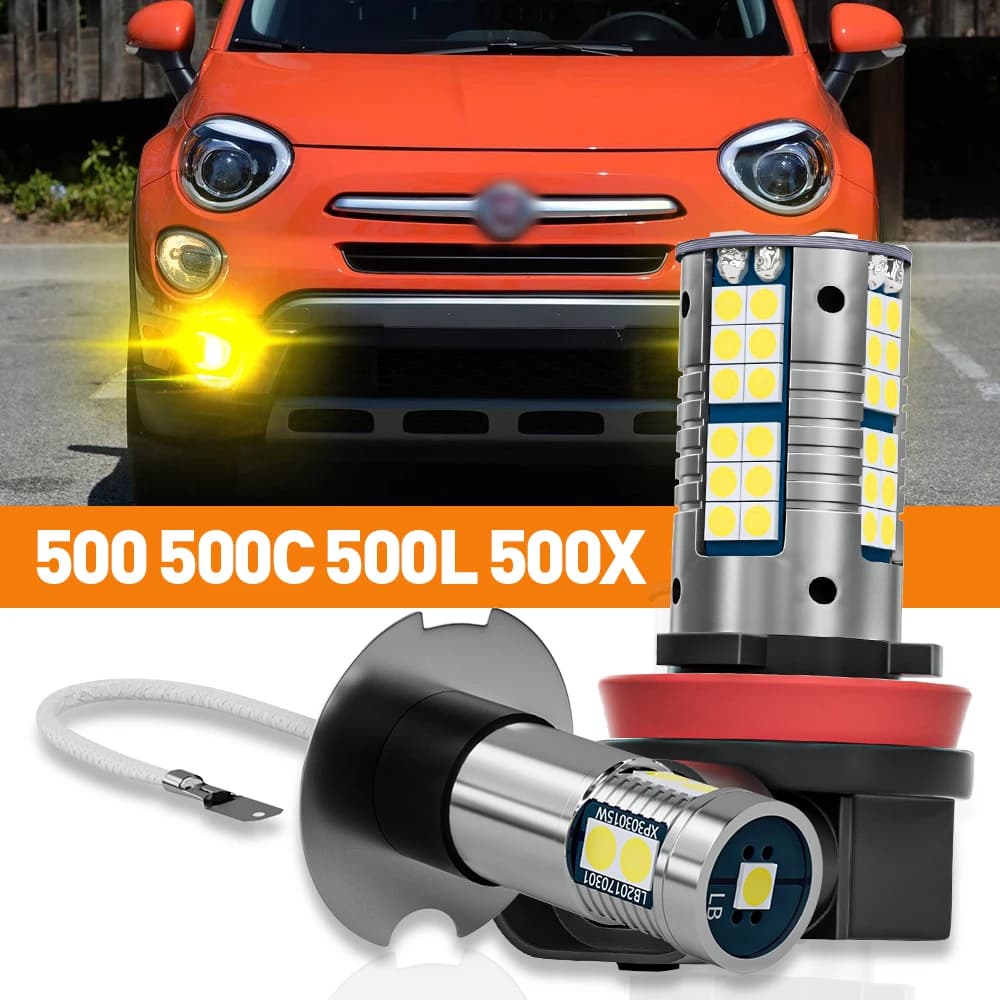 2pcs LED Fog Light For Fiat 500 500C 500L 500X 2007-2018 2007 2008 2009 2010 2011 2012 2013 2014 2015 Accessories Canbus Lamp