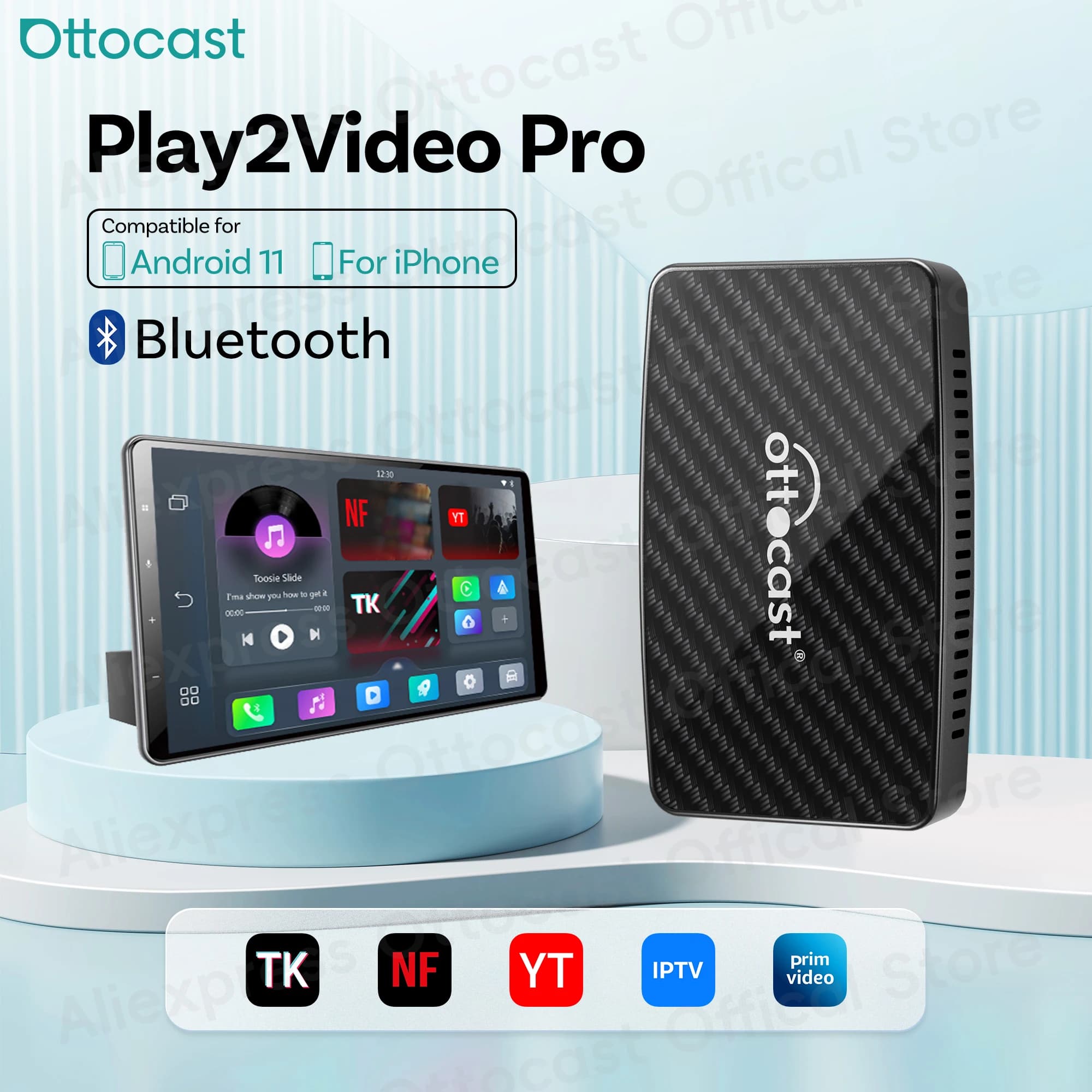 OTTOCAST Wireless CarPlay Android Auto Adapter Video Box for TikTok for Youtube for Netflix New Car Accessories