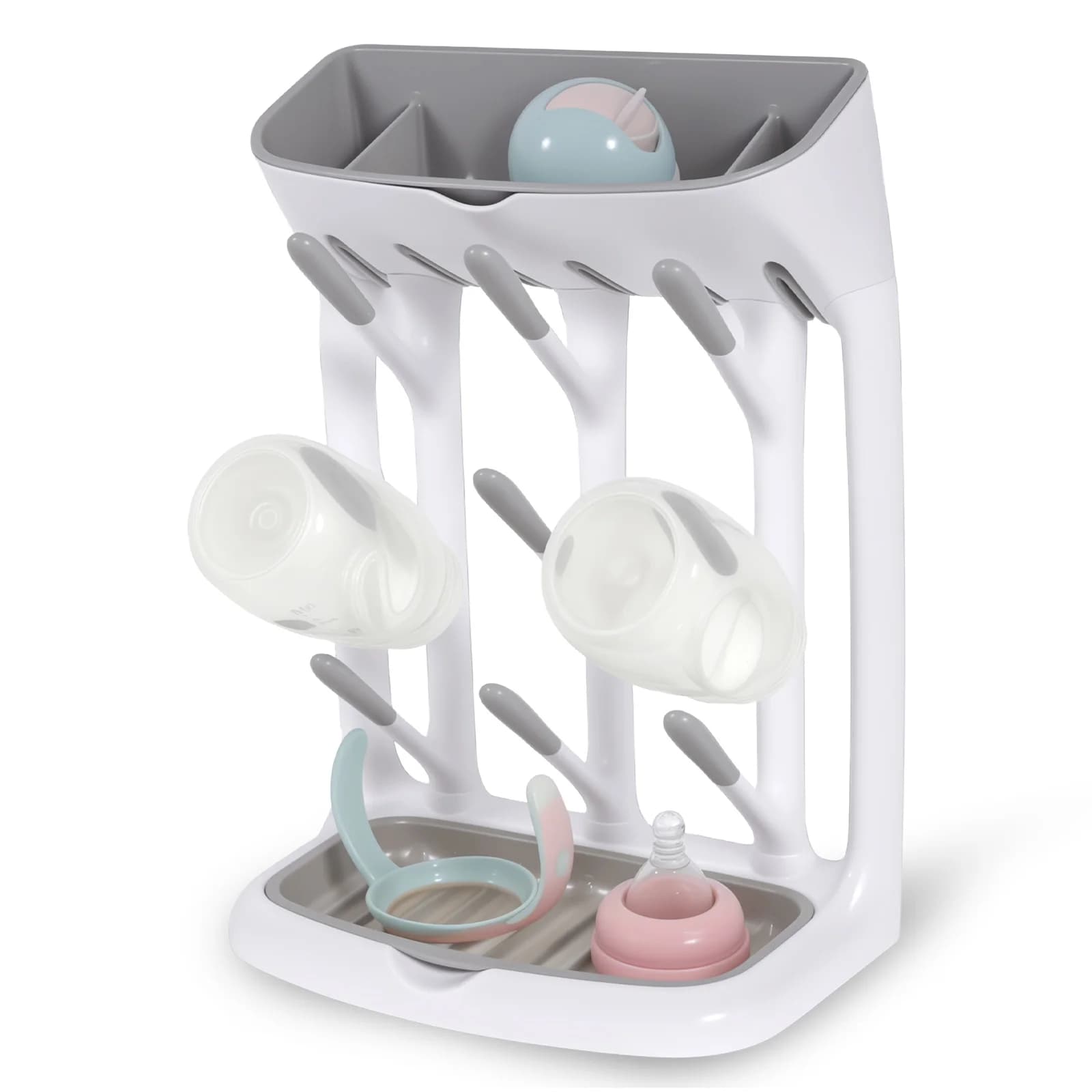 Baby Bottle Drying Rack Space Saving Countertop Holder Detachable Tray Baby Bottles Holder Organizer and Drying