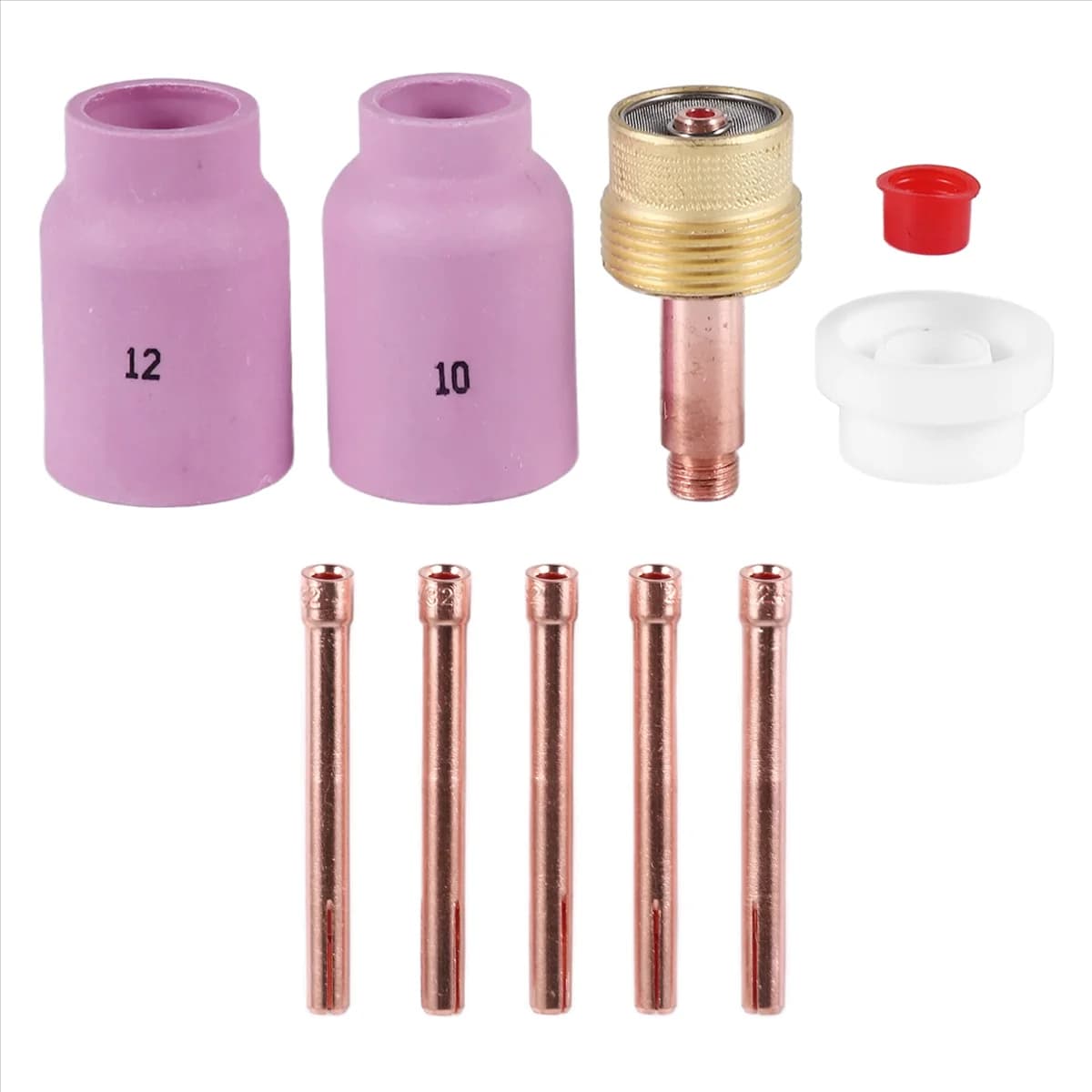 9Pcs TIG Welding Torch Large Long Gas Lens & Alumina Cup for WP17 WP18 WP26 TIG Collet Bodies Spares Kit Accessories