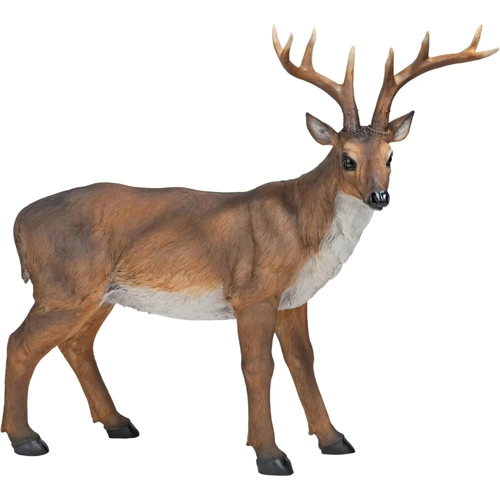 Large deer and stag indoor/outdoor garden bait animal statue, 28 inches long and 24 inches high, hand cast resin, brown finish