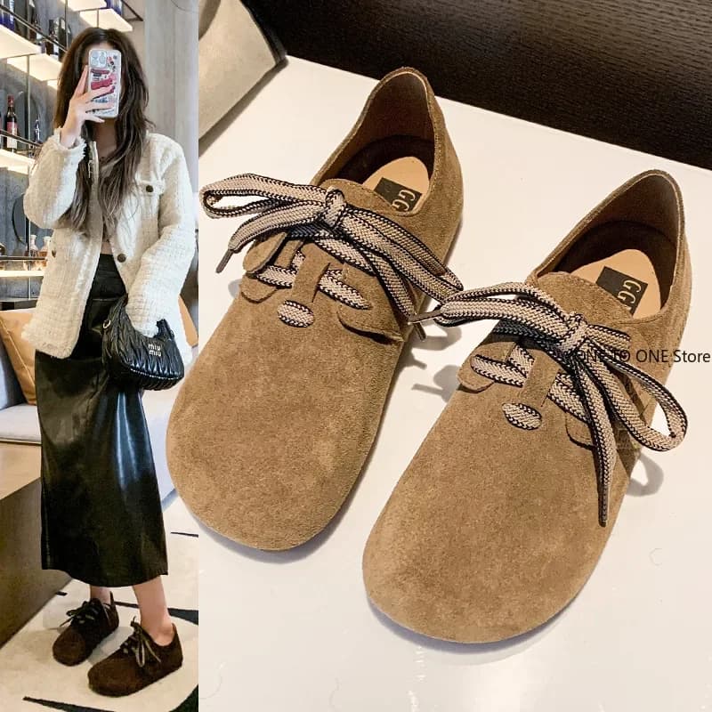 Womens Derby Shoes Soft Female Footwear Shallow Mouth British Style Loafers With Fur Leather Dress New Preppy Slip-on Mary Janes