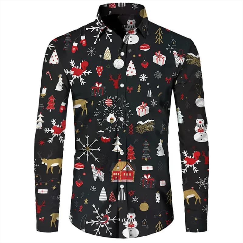 Casual New Street Party Social Christmas Shirt 2024 Men's Shirt High-end Printed Shirt Comfortable And Luxurious Shirt Classic
