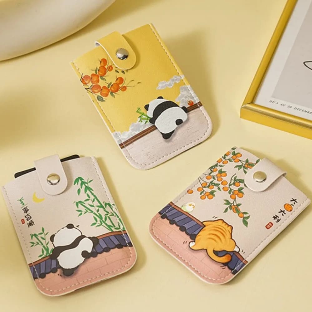 Laminated Concealed Mini Card Wallet Pull-out Type RFID Blocking ID Card Holder PU Leather 6 Card Pockets Business Card Case Men