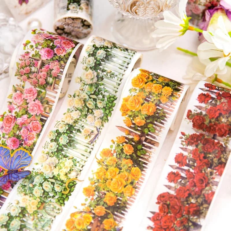 1Roll Tape Dream Manor Flower Fence Elaborate Handbook Decoration Material Loop Stickers Adhesives Scrapbook Cut 50mm*2M