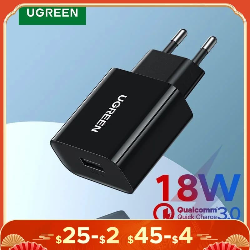 UGREEN 18W USB Charger QC3.0 Quick Charge 3.0 QC Fast Wall Charger for Samsung s10 Xiaomi iPhone Huawei Mobile Phone Charger