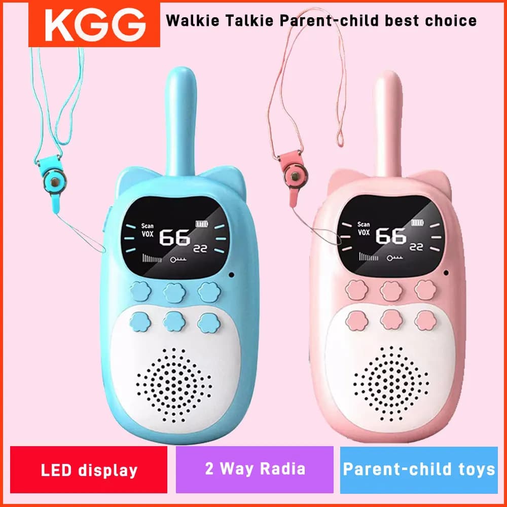 2PCS Kids Mini Walkie Talkie Rechargeable 1000mAh Handheld 0.5W 3km Radio Transceiver Interphone Child Christmas Toys Gifts