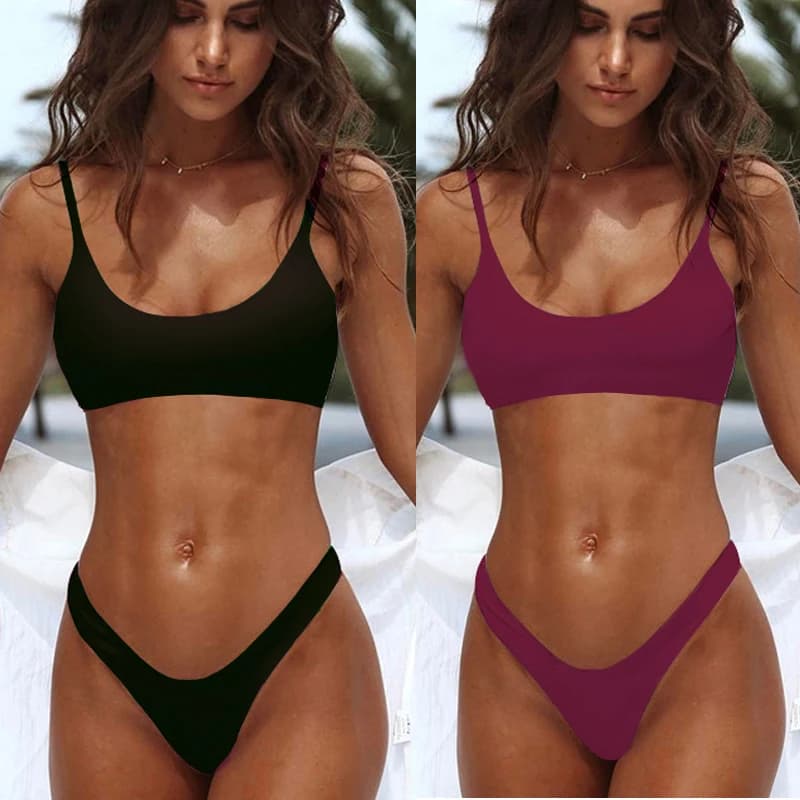 Solid Sexy Micro Bikini Set 2025 Women Swimming Suit Padded Bra Biquini Two-Piece Swimwear Thong Bathing Suit Brazilian Swimsuit
