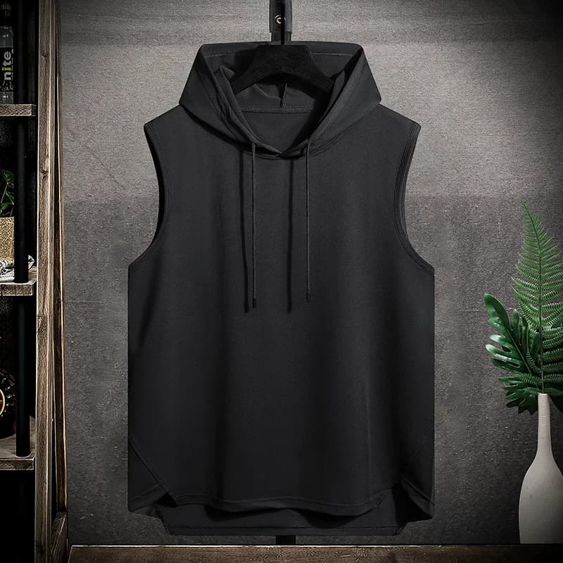 Short Sleeve Quick Dry Vest Men's For 2024 Summer Black Grey Tshirt GYM Tank Top Tees With Hoodies Fashion Clothes OverSize 4XL