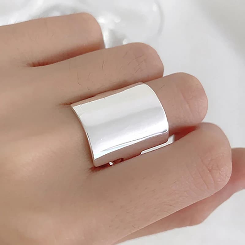 Minimalist 925 Sterling Silver Smooth Ring for Women Couple New Fashion Creative Width Geometric Handmade Birthday Party Jewelry