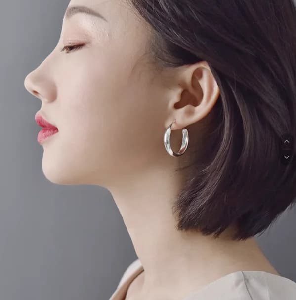 pure silver 999 earrings simple earring small hook earrings big circle earrings customized silver jewelry personalized earrings