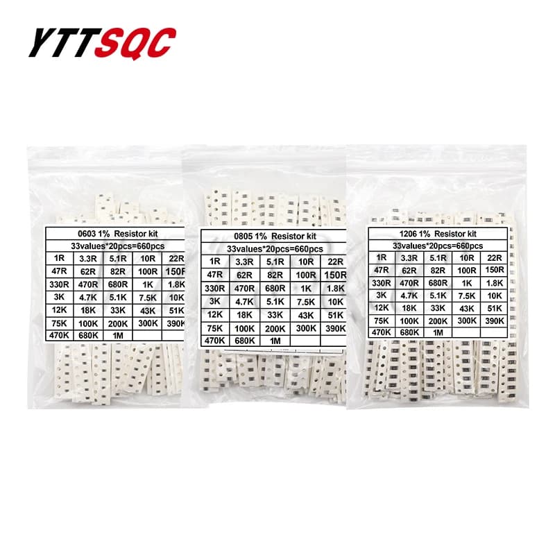 1206 0805 0603 0402 0201 SMD Resistor Sample Assorted Kit 1Ohm-1M ohm 1% 33valuesX 20pcs=660pcs