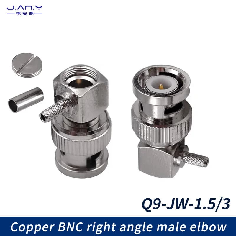 All copper 90 degree cold pressed BNC right angle elbow RF RF coaxial connector digital high-definition SDI crimping male head