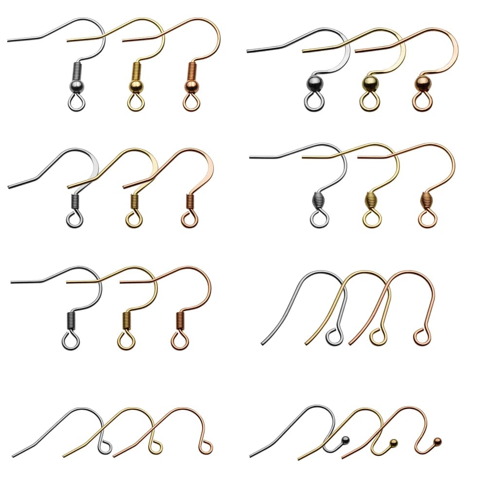 50pcs/lots Stainless Steel Hypoallergenic Earring Hooks Gold Color Earring Clasp Wire Diy Jewelry Making Findings Accessories