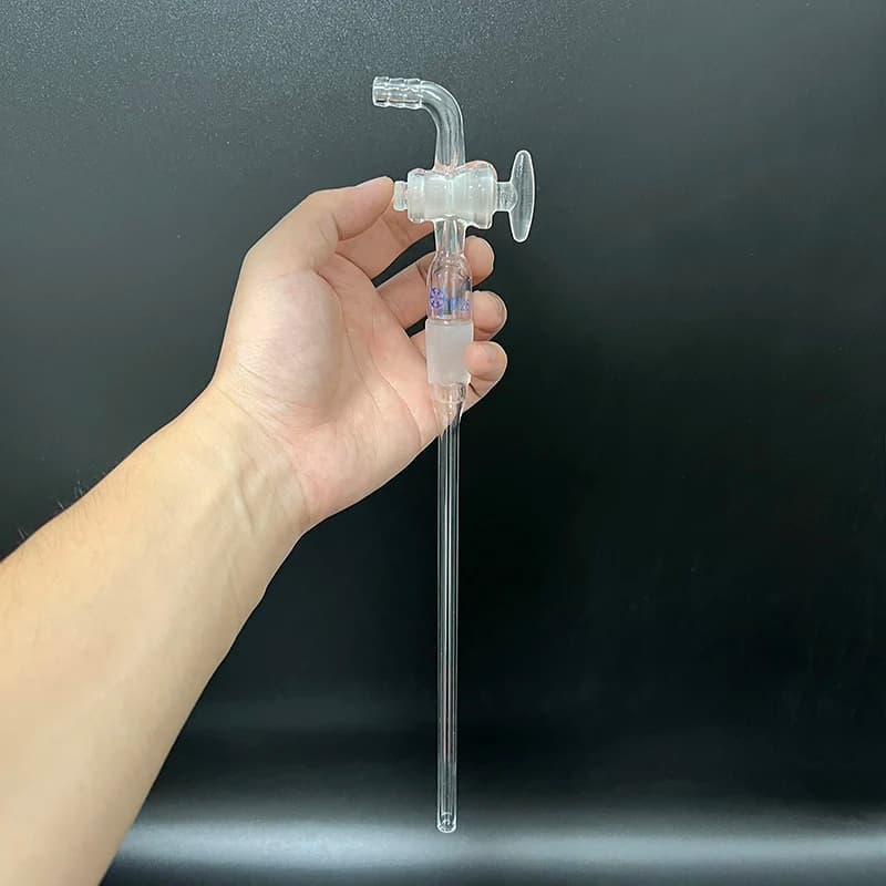 FAPE Curved suction connector, Feeding tube, Glass valve 19/26, 200mm long under the scrub, Joint with glass stopcock