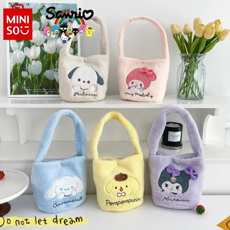 Sanrio 2024 New Women's Plush Bag Fashion High Quality Girl Handbag Cartoon Versatile Large Capacity Women's Storage Bag
