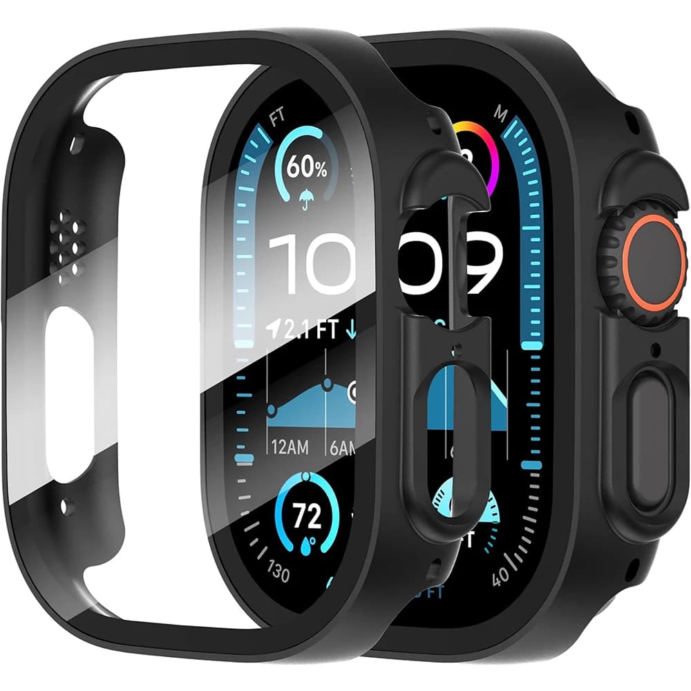 2PCS Black Tempered Glass Screen Protector For Apple Watch Ultra 2 Ultra2 Protection Case Cover ScreenProtector Accessories
