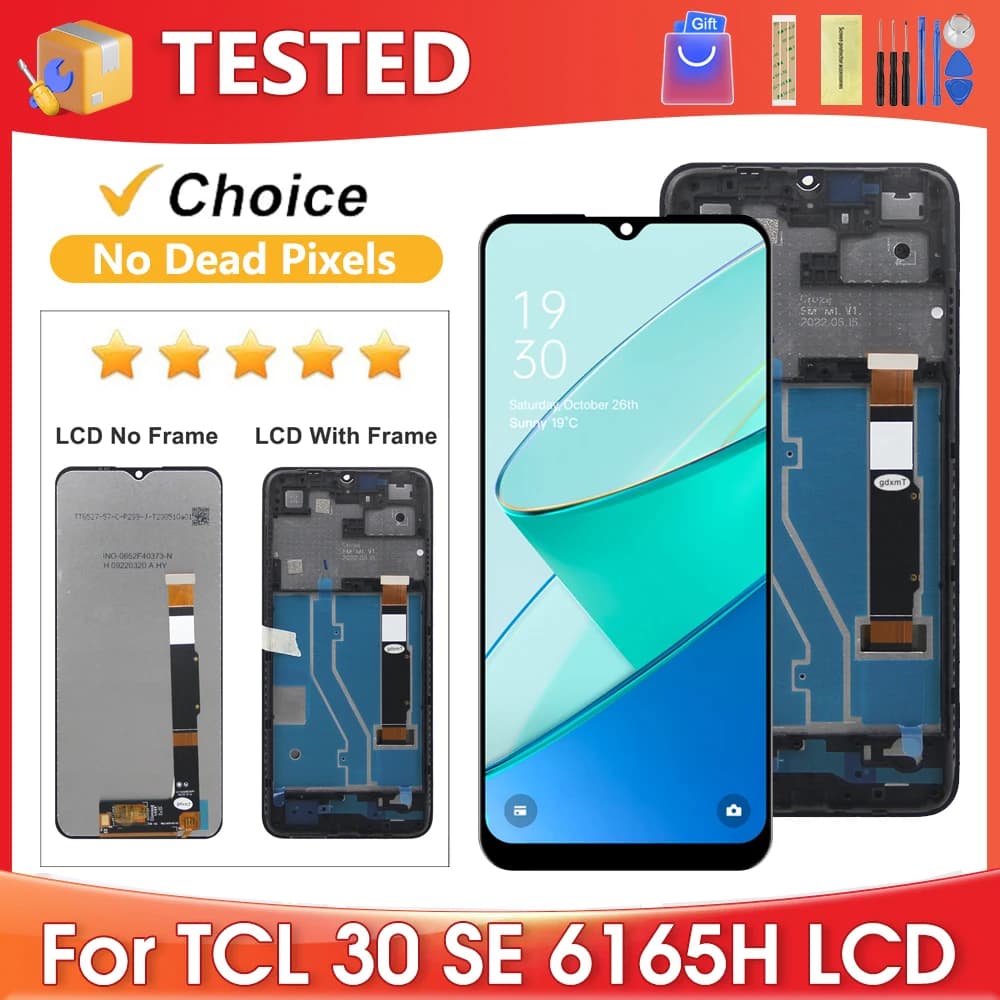 6.52''OEM For TCL 30 SE For TCL 30SE 6165H 6156H1 6165A 6165A1 6165S LCD Display Touch Screen Digitizer Assembly Replacement