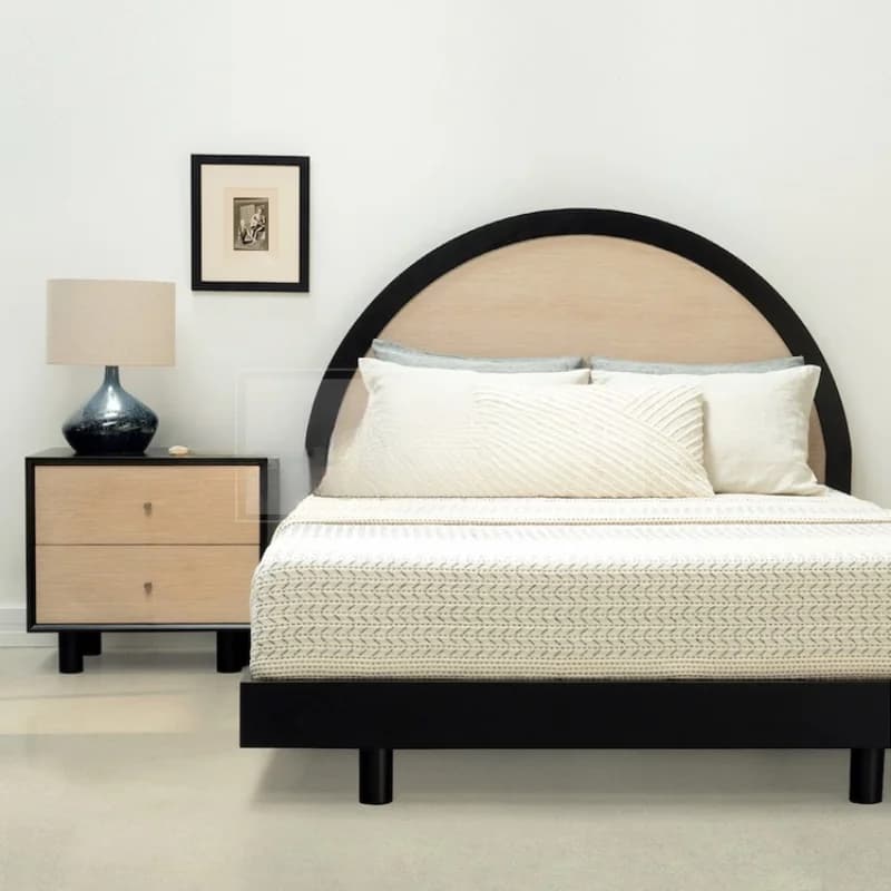 Solid wood , retro children, small apartment semi-round princess bed, lamb wool fabric